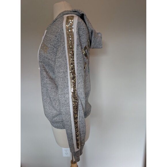 Victorias Secret PINK Sequin Rose Hoodie Sweatshirt Size M Bling Y2K Vintage - Picture 3 of 7